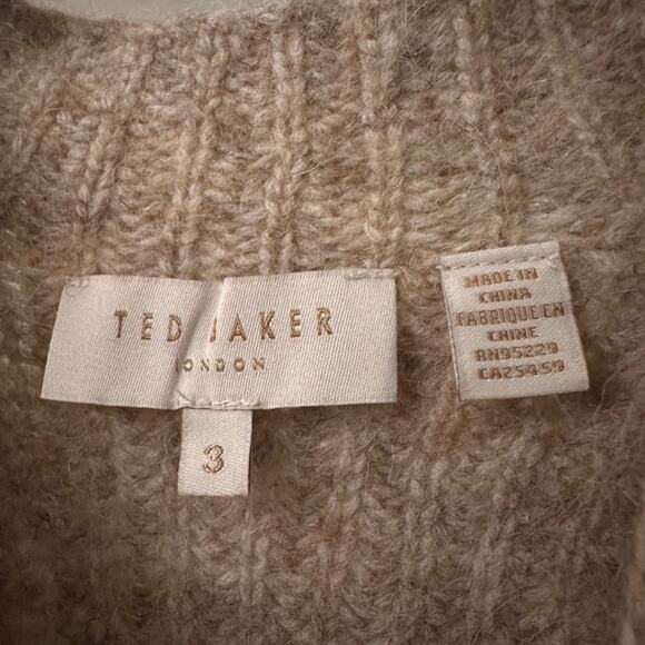 Ted Baker wool blend beige mock neck sweater size 3 - Picture 6 of 8